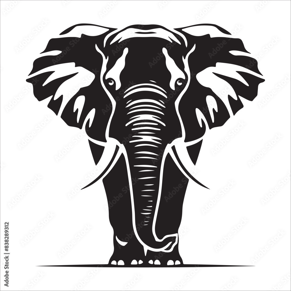 Fototapeta premium Elephant, Vector illustration, silhouette