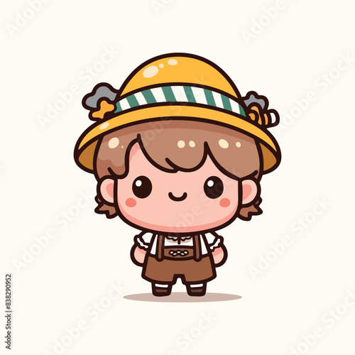 cute girl celebrate oktoberfest cartoon icon flat style vector illustration