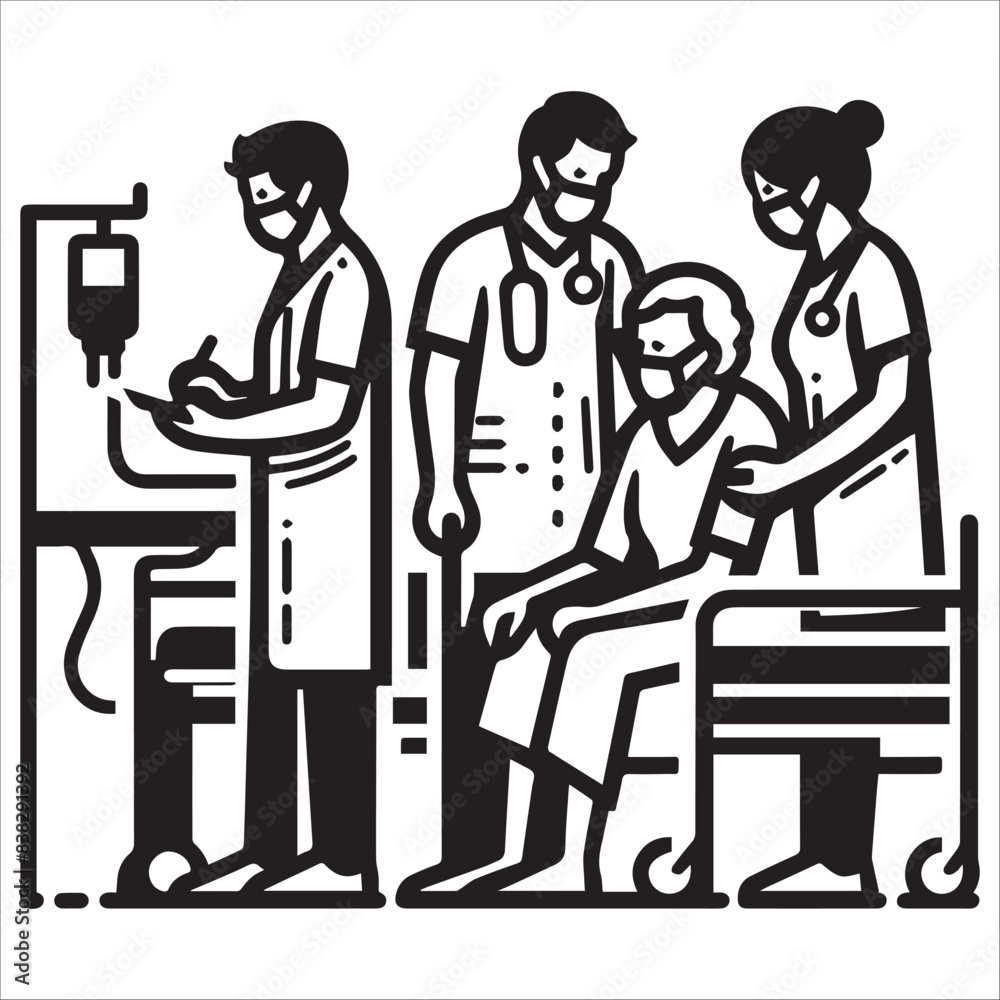 Patient, vector illustration, silhouette Patient, vector illustration, silhouette