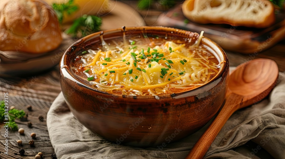 steaming bowl of soup with melted cheese comfort food photography steaming bowl of soup with melted cheese comfort food photography