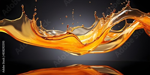 Isolated background with falling oil splash ideal for cosmetic products. Concept Cosmetic Products, Oil Splashes, Isolated Backgrounds photo