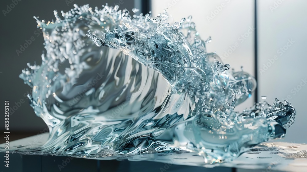stormy seas and nature captured in intricate glass sculpture 3d render stormy seas and nature captured in intricate glass sculpture 3d render