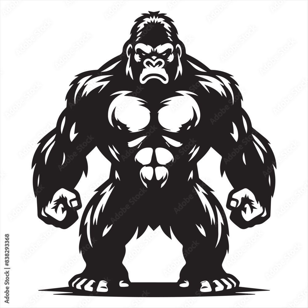 Gorilla, vector illustration, silhouette Gorilla, vector illustration, silhouette