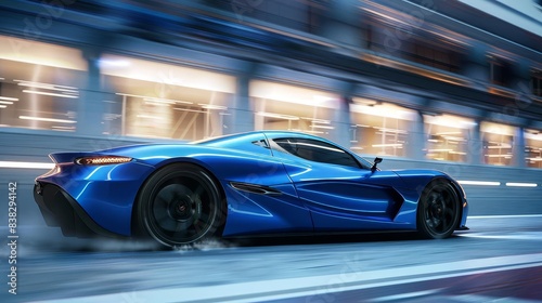 striking side view of sleek blue sports car on highspeed turn dynamic automotive design photorealistic 3d render