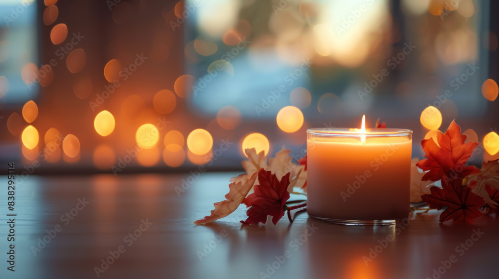 Cozy Autumn Evening at Home, Relaxing with Warm Beverage by Fireplace