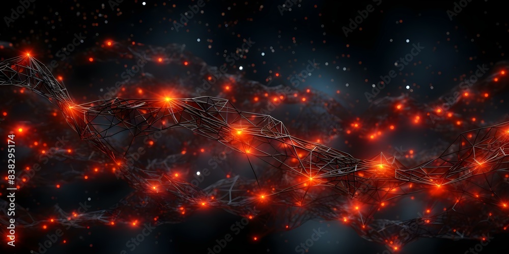 Fototapeta premium Futuristic black background with neural network technology for artificial intelligence concept. Concept Artificial Intelligence, Futuristic Technology, Neural Networks, Black Background