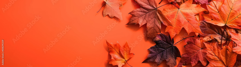 Autumn Maple Leaves, Orange Hues, Close-up, Realistic Photo Autumn Maple Leaves, Orange Hues, Close-up, Realistic Photo