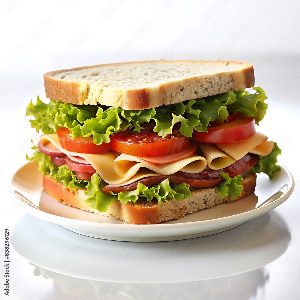 Sandwich on the white plate on white background. Sandwich on the white plate on white background.
