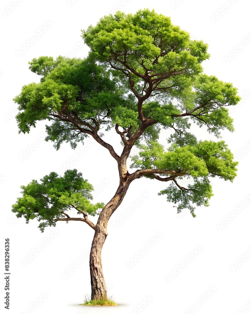 Obraz premium Tree branch side view on white background.