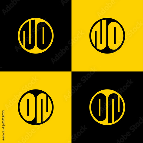 Simple NO and ON Letters Circle Logo Set, suitable for business with ON and NO initials