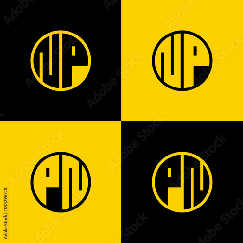 Simple NP and PN Letters Circle Logo Set, suitable for business with PN and NP initials