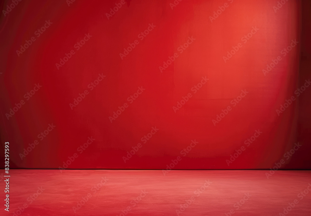 Podium on red background, studio room with a wall, a large space for product display, soft lighting, minimalist style Podium on red background, studio room with a wall, a large space for product display, soft lighting, minimalist style