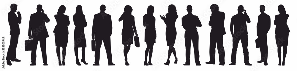 business people silhouette, team of man and woman. isolated on white background business people silhouette, team of man and woman. isolated on white background