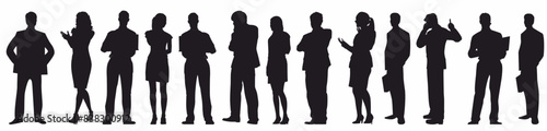 business people silhouette, team of man and woman. isolated on white background