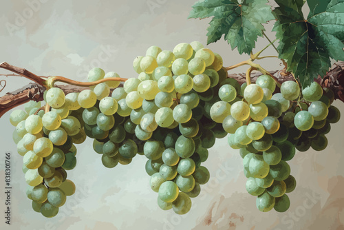 Ripe bunches of grapes on a wine vine