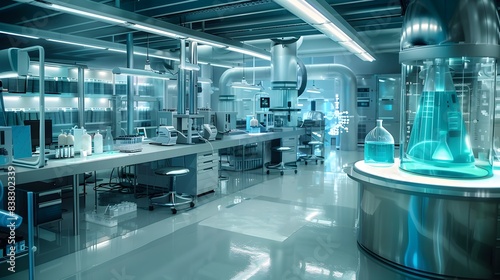 Innovative Futuristic Laboratory Securing Dangerous Chemicals in High-Tech Containment Units photo