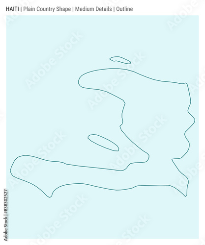 Haiti plain country map. Medium Details. Outline style. Shape of Haiti. Vector illustration.