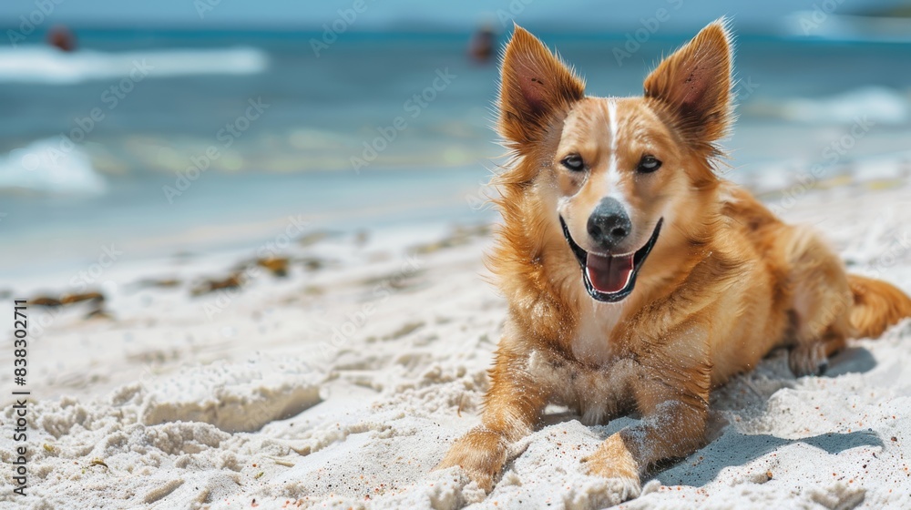 A cheerful dog enjoys a sunny day on a white sand beach, embodying the joy and freedom of summer days.
A cheerful dog enjoys a sunny day on a white sand beach, embodying the joy and freedom of summer days.