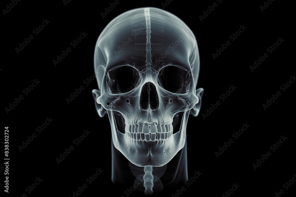 head skeleton anatomy x-ray view on dark background head skeleton anatomy x-ray view on dark background
