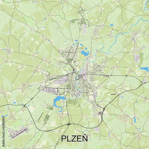 Plzeň, Czechia - Česko - map poster art