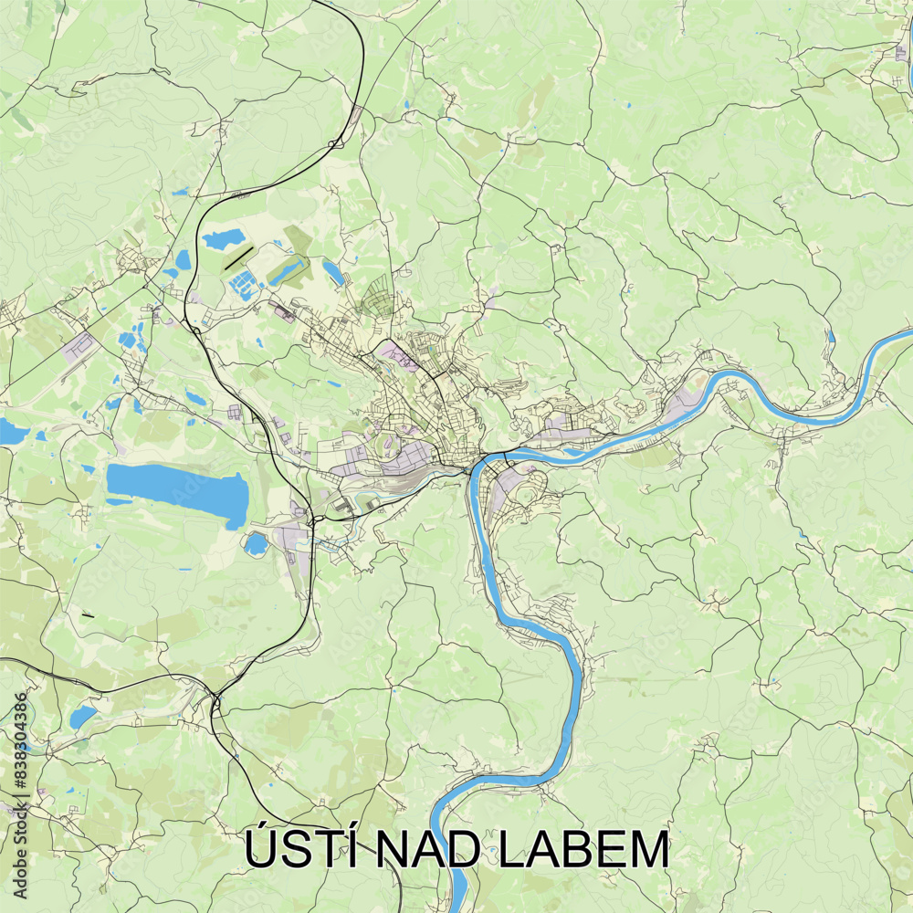 Fototapeta premium Ústí nad Labem, Czechia - Česko - map poster art