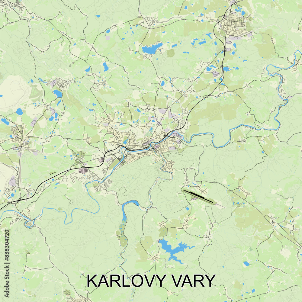 Karlovy Vary, Czechia - Česko - map poster art Karlovy Vary, Czechia - Česko - map poster art