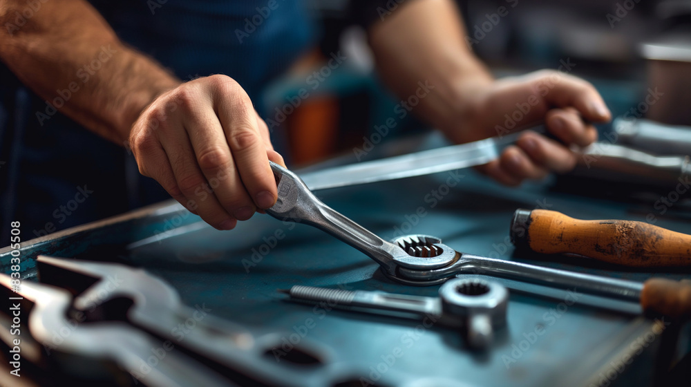 Close-up shots of hands holding tools and working on delicate tasks, macro design, with copy space Close-up shots of hands holding tools and working on delicate tasks, macro design, with copy space