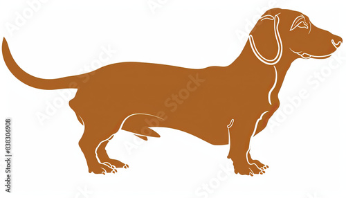 Simple  clear  artisanal stencil print style illustration of Dachshund dog isolated on white background. Stencilled graphic design  modern  minimalist  trendy  product