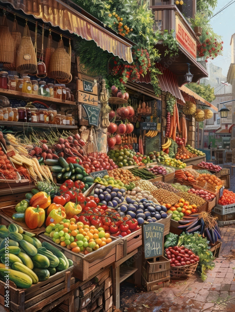 Obraz premium The traditional market offers a taste of Mediterranean culture and a vibrant display of healthy and colorful foods.