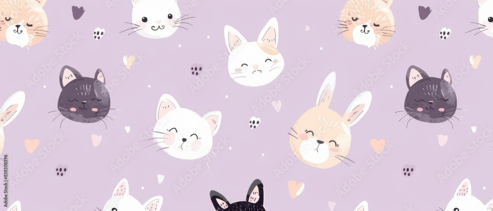 Seamless Pattern of Cute Animals Background. Perfect for making charming children’s textiles, wallpapers, wrapping papers, and stationary Seamless Pattern of Cute Animals Background. Perfect for making charming children’s textiles, wallpapers, wrapping papers, and stationary