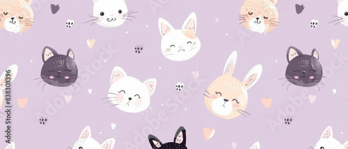 Seamless Pattern of Cute Animals Background. Perfect for making charming children’s textiles, wallpapers, wrapping papers, and stationary
