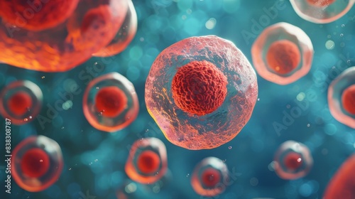 3D illustration of a group of stem cells. photo