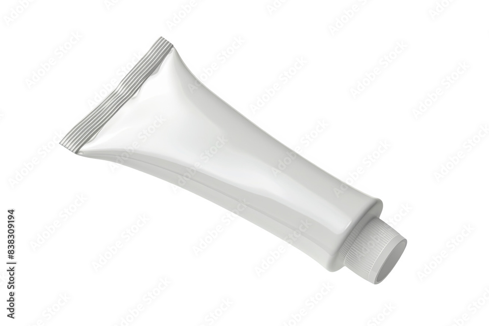 Image of a blank white tube, suitable for health or beauty products such as toothpaste, lotion, and ointments on a white background. Image of a blank white tube, suitable for health or beauty products such as toothpaste, lotion, and ointments on a white background.