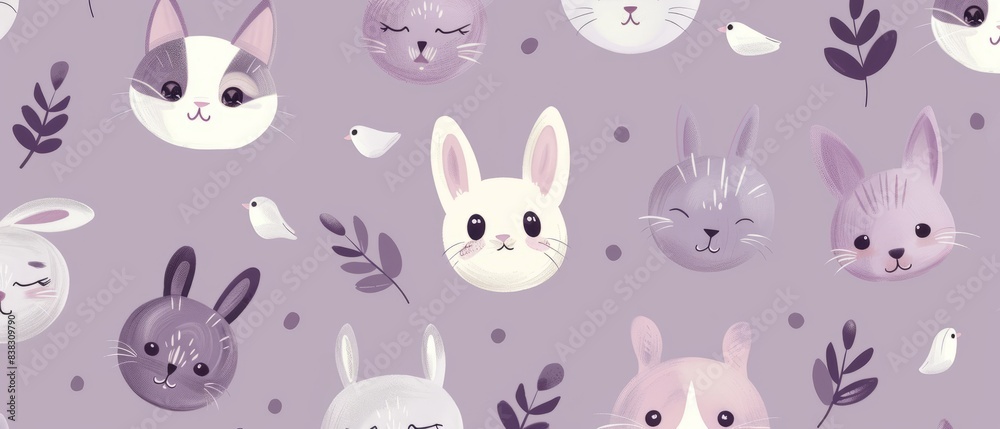 Seamless Pattern of Cute Animals Background. Perfect for making charming children’s textiles, wallpapers, wrapping papers, and stationary Seamless Pattern of Cute Animals Background. Perfect for making charming children’s textiles, wallpapers, wrapping papers, and stationary
