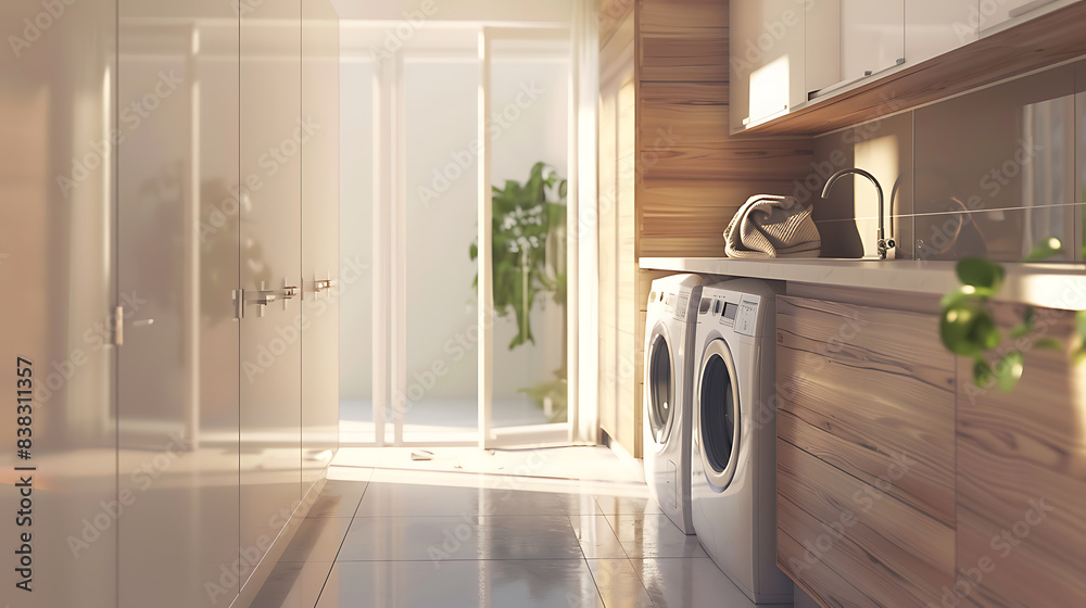 Modern laundry room A room for cleaning clothes to look new Modern laundry room A room for cleaning clothes to look new