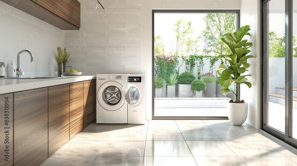 Modern laundry room A room for cleaning clothes to look new Modern laundry room A room for cleaning clothes to look new