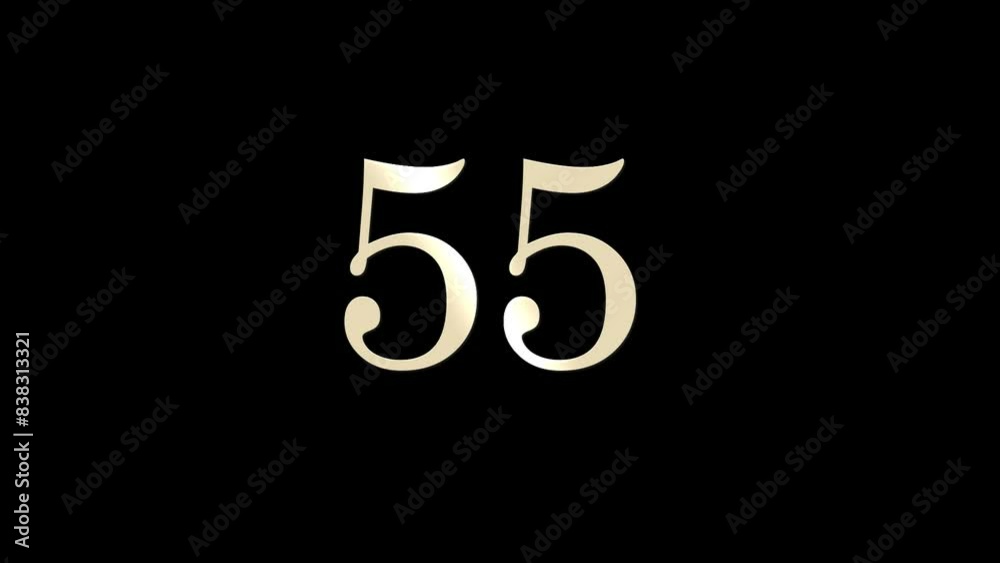 Number 55 with gold and white particles and alpha channel, numerology, number fifty five Number 55 with gold and white particles and alpha channel, numerology, number fifty five