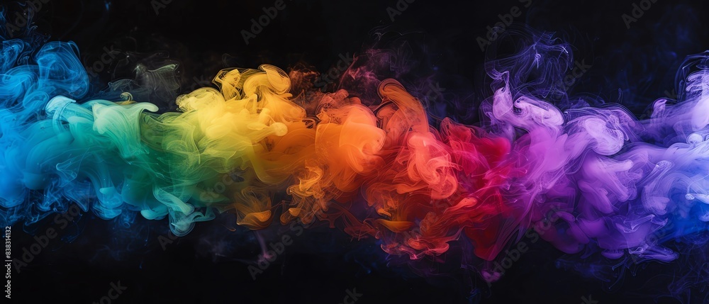 Frozen in Time Rainbow smoke, negative space, isolated on black background, advertising photoshoot, pride month LGBTQIA theme Frozen in Time Rainbow smoke, negative space, isolated on black background, advertising photoshoot, pride month LGBTQIA theme