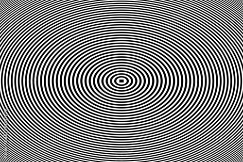Abstract Oval Concentric Lines Pattern. Geometric Textured Black and White Background. 