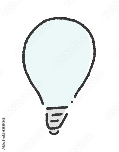 シンプルでおしゃれな光っていない手描きの電球 -照明オフ･消灯･節電のイメージの素材