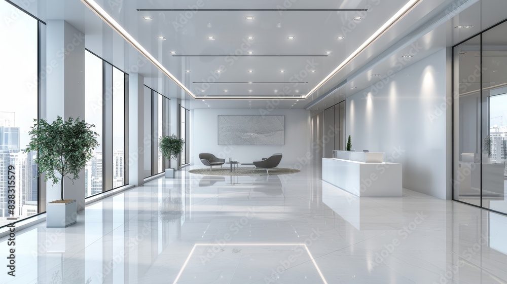 Explore this pristine modern corporate office featuring a minimalist design with sleek white surfaces and natural light. Ideal for businesses looking for a professional, contemporary workspace. Explore this pristine modern corporate office featuring a minimalist design with sleek white surfaces and natural light. Ideal for businesses looking for a professional, contemporary workspace.