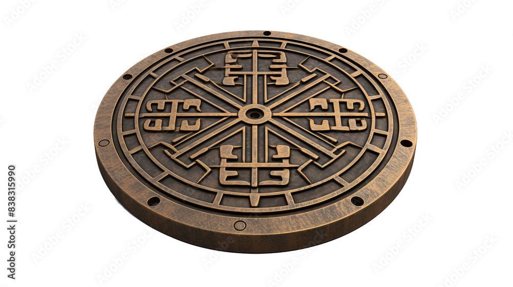 image of a manhole cover, isolated on a white background. image of a manhole cover, isolated on a white background.