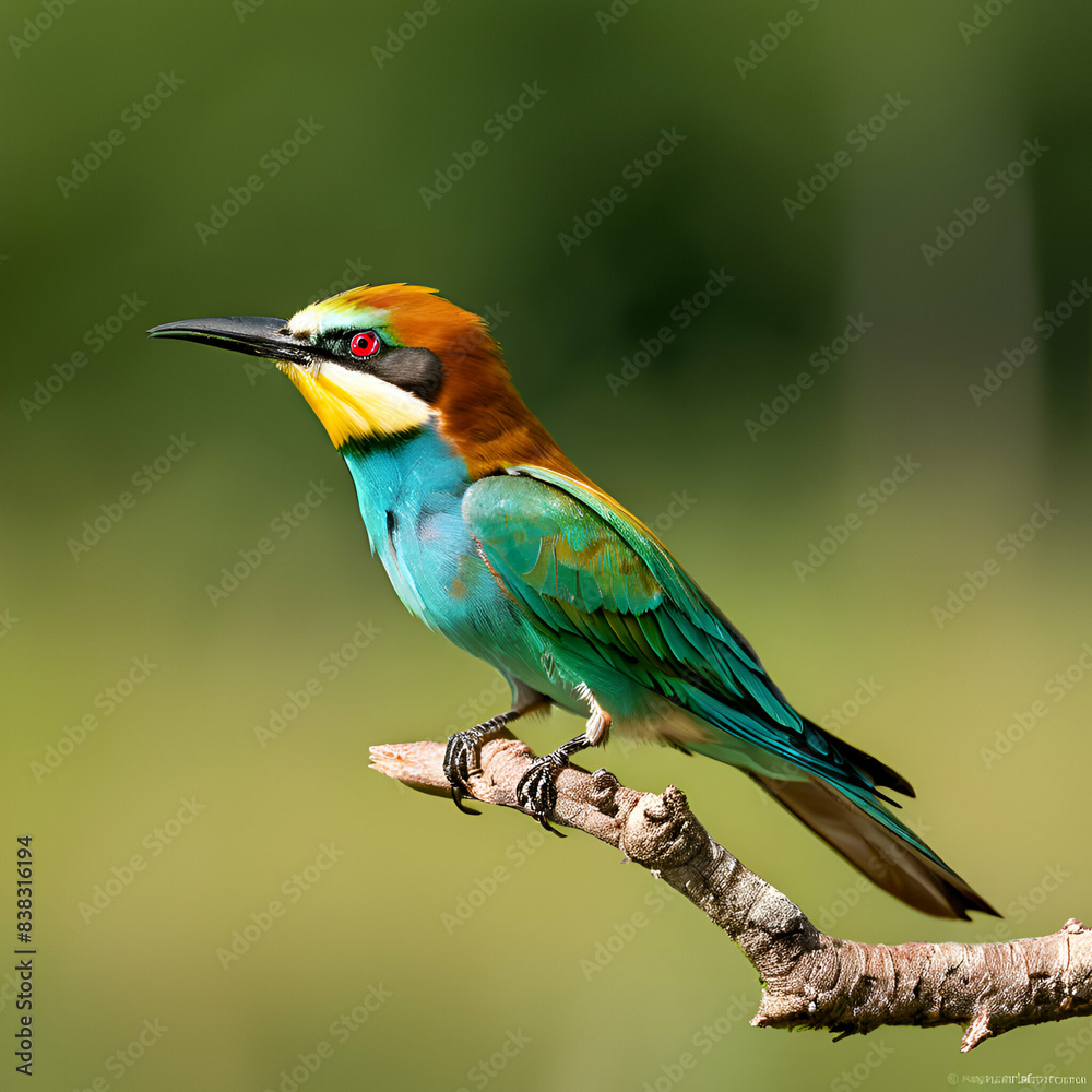 europeen bee eater bird tree sitting blue and green background generate ai, europeen bee eater bird tree sitting blue and green background generate ai,
