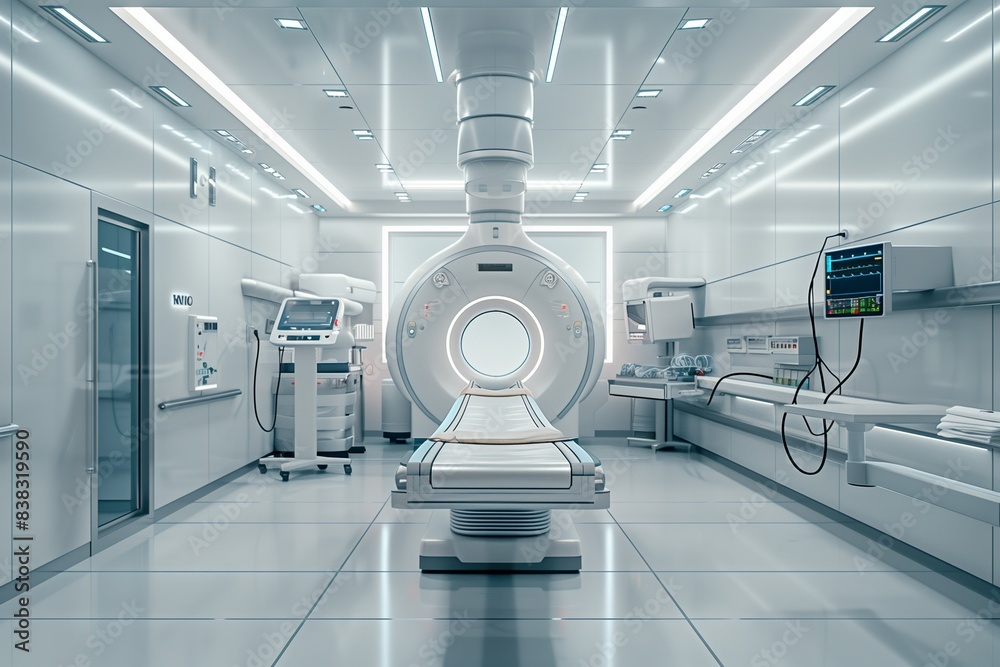 Modern MRI machine in a sterile hospital room, showcasing advanced ...
