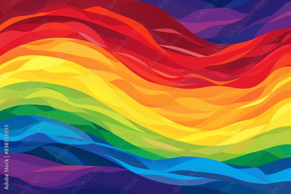 Fototapeta premium Abstract rainbow waves flowing in a dynamic and colorful digital illustration symbolizing creativity pride and diversity Perfect for LGBTQ+ themes and artistic expression
