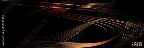 Abstract Beige and Copper Pattern with Waves. Striped Linear Texture. Vector. 3D Illustration