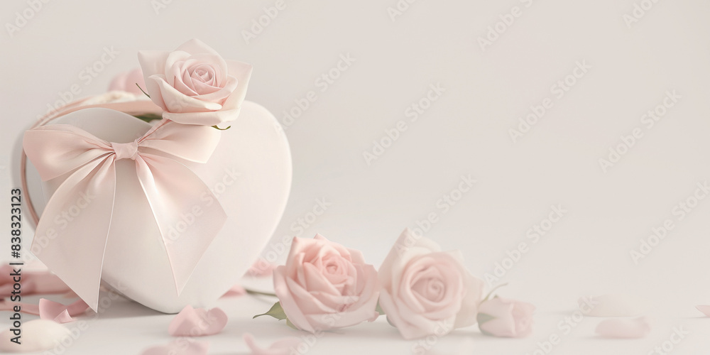 Elegant heart-shaped gift box with flowers, suitable for Valentine's, Christmas, birthdays, Mother's Day, and more. Features empty text space. Simple, minimal design for any occasion. Elegant heart-shaped gift box with flowers, suitable for Valentine's, Christmas, birthdays, Mother's Day, and more. Features empty text space. Simple, minimal design for any occasion.