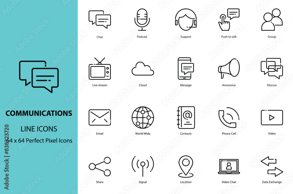 Communication Line icons vector set Communication Line icons vector set