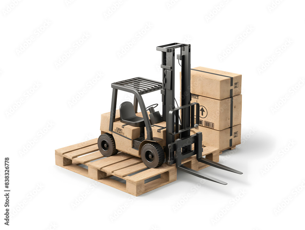 Stacked Wooden Crates on Pallets Isolated on a White Background Stacked Wooden Crates on Pallets Isolated on a White Background