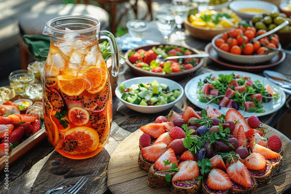 Fruit infused water pitcher with strawberries and oranges, great for summer recipes. Fruit infused water pitcher with strawberries and oranges, great for summer recipes.